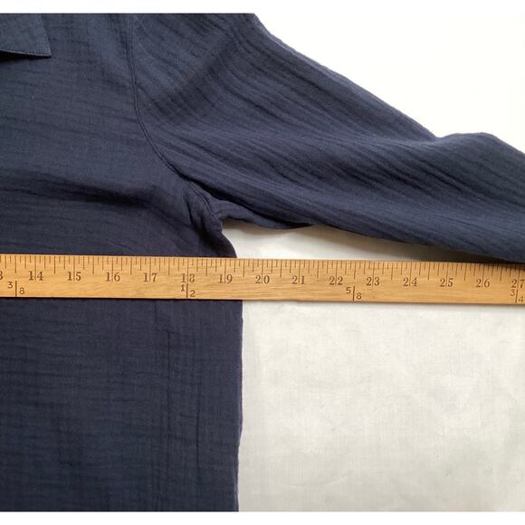 J.Jill Cotton-Gauze Split-Hem Tunic size S navy - Picture 6 of 7